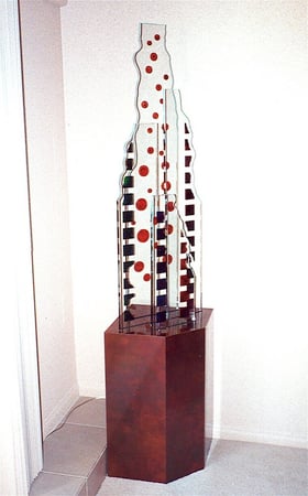 Sculpture with Frosted Glass Geometric Bubbling Spirit Design by Sans Soucie