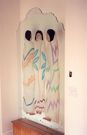 Glass Wall Art featuring a Frosted Glass Southwest Design Sandblast Etched Glass Pow Wow Design by Sans Soucie