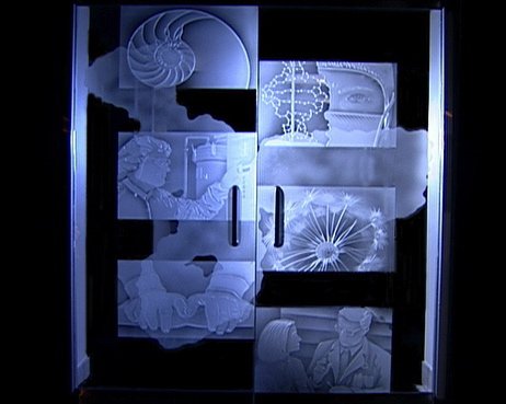 Glass Sign with Frosted Glass Logos Johnson & Johnson (similar look) Design by Sans Soucie