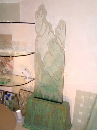 Sculpture with Frosted Glass Abstract Jagged Peaks Design by Sans Soucie