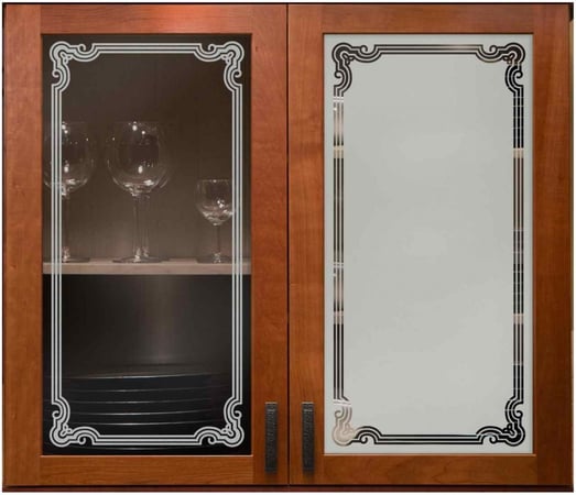 Cabinet Glass with Frosted Glass Traditional Florence Border Design by Sans Soucie