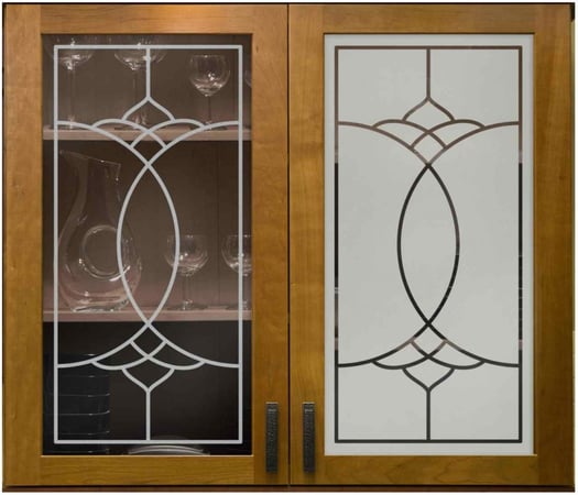 Cabinet Glass with sandblast Frosted Glass Design Art Glass Featuring Sandblast Etched Glass by Sans Soucie