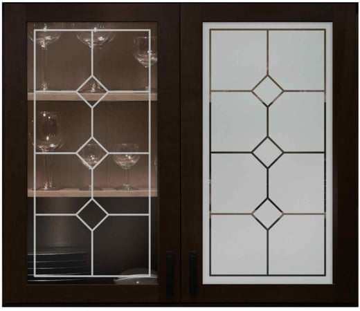Cabinet Glass with a Frosted Glass Beeston Traditional Design for Semi-Private by Sans Soucie Art Glass