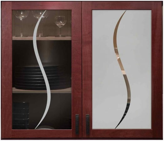 Cabinet Glass with Frosted Glass Geometric Curves Design by Sans Soucie
