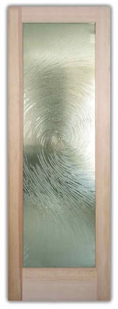 Pantry Door with a Frosted Glass Cast Swirls II - Cast Glass CGI Oceanwave Interior Oceanic Design for Semi-Private by Sans Soucie Art Glass