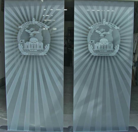 Glass Sign with sandblast Frosted Glass Design Art Glass Featuring Sandblast Etched Glass by Sans Soucie
