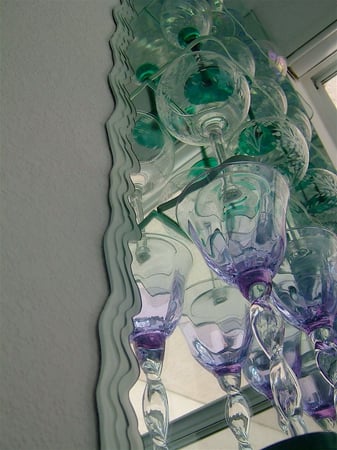 Glass Wall Art with a Frosted Glass Shoreline Thin Edge Edges Design for Private by Sans Soucie Art Glass