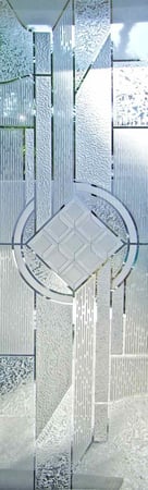 Door Glass Insert featuring a Frosted Glass Traditional Design Sandblast Etched Glass Matrix Chardonnay Design by Sans Soucie