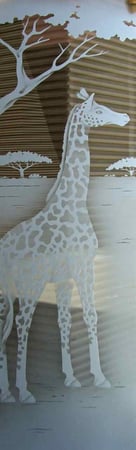 Door Glass Insert with Frosted Glass African Giraffe Design by Sans Soucie