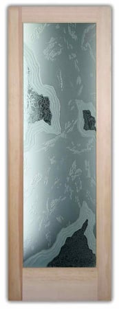 Front Door with Frosted Glass Abstract Glacier II Design by Sans Soucie