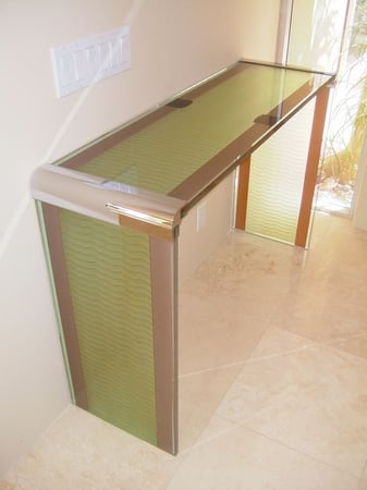 Glass Coffee Table with a sandblast Frosted Glass Patterns Design Custom-Designed Decorative Etched Glass