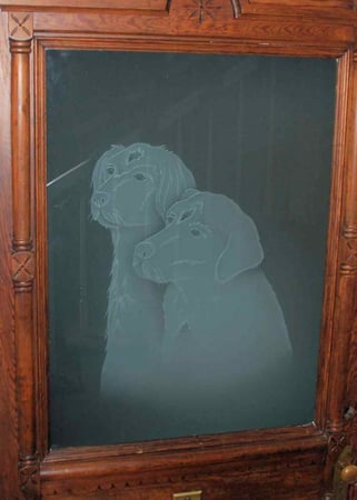 Door Glass Insert featuring a Frosted Glass Wildlife Design Sandblast Etched Glass Labradors Design by Sans Soucie