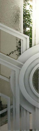 Door Glass Insert featuring Frosted Glass Design Etched Glass by Sans Soucie Art Glass with Custom Geometric Design Sun Odyssey IV