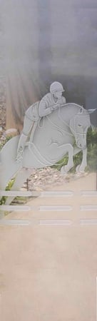 Door Glass Insert featuring a Frosted Glass Traditional Design Sandblast Etched Glass Triple Jump Design by Sans Soucie