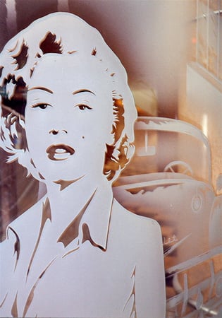 Window with Frosted Glass Portraitures Marilyn Design by Sans Soucie
