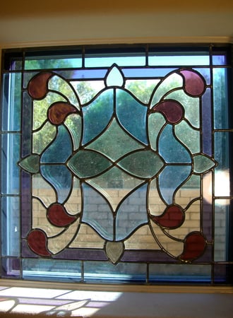 Window with Frosted Glass Traditional Alhambra Blue Design by Sans Soucie
