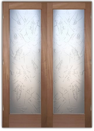 Front Door with Frosted Glass Patterns Spatter Large Design by Sans Soucie