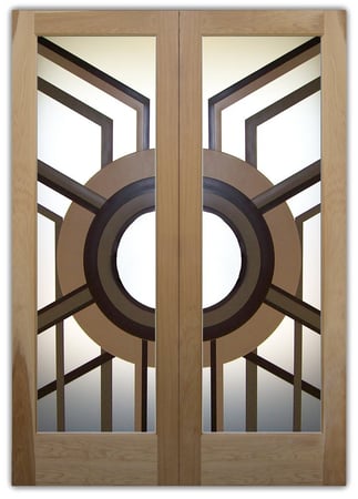 Front Door with Frosted Glass Geometric Sun Odyssey V Design by Sans Soucie