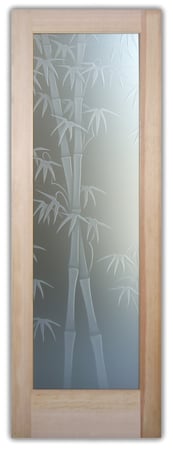 Pantry Door with Frosted Glass Asian Bamboo Shoots Design by Sans Soucie
