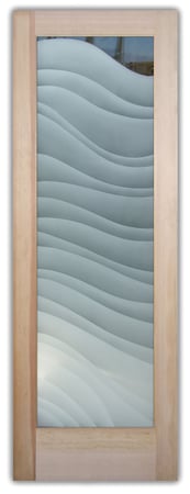 Front Door showcasing a Frosted Glass Abstract Design with Sandblast Etched Glass Art by Sans Soucie Dreamy Waves Design