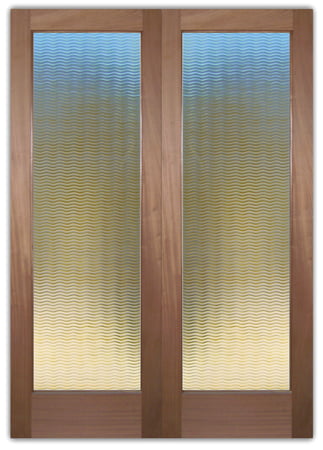 Front Door with a sandblast Frosted Glass Patterns Design Custom-Designed Decorative Etched Glass