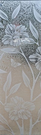 Door Glass Insert with Frosted Glass Tropical Hibiscus II Design by Sans Soucie