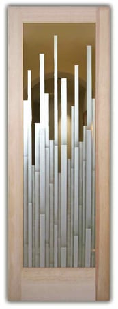 Front Door featuring Frosted Glass Design Etched Glass by Sans Soucie Art Glass with Custom Geometric Design Mosaics