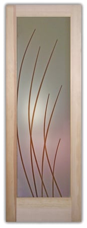 Front Door with a sandblast Frosted Glass Geometric Design Custom-Designed Decorative Etched Glass