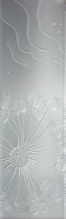 Interior Glass Insert featuring Frosted Glass Design Etched Glass by Sans Soucie Art Glass with Custom Oceanic Design Fan Coral Ripples