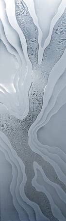 Door Glass Insert showcasing a Frosted Glass Abstract Design with Sandblast Etched Glass Art by Sans Soucie Abstract Liquid Design