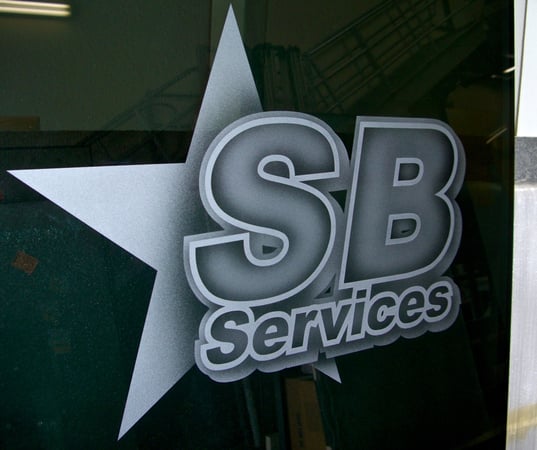 Interior Glass Insert with a sandblast Frosted Glass Logos Design Custom-Designed Decorative Etched Glass