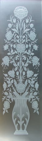 Door Glass Insert with a sandblast Frosted Glass Floral Design Custom-Designed Decorative Etched Glass