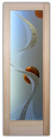 Front Door featuring a Frosted Glass Geometric Design Sandblast Etched Glass Ribbon Reflection Moons Design by Sans Soucie