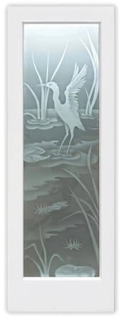 Pantry Door showcasing a Frosted Glass Wildlife Design with Sandblast Etched Glass Art by Sans Soucie Cranes A Design