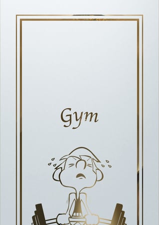 Bathroom Door Insert showcasing a Frosted Glass Whimsical Design with Sandblast Etched Glass Art by Sans Soucie Dumb Bell Design