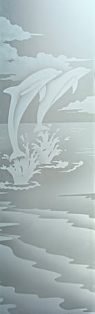 Door Glass Insert with a sandblast Frosted Glass Oceanic Design Custom-Designed Decorative Etched Glass