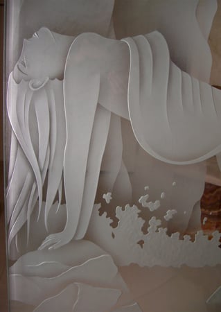 Shower Enclosure with Frosted Glass Portraitures Ecstasy Design by Sans Soucie