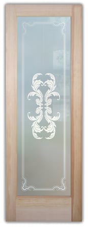 Pantry Door with a sandblast Frosted Glass Traditional Design Custom-Designed Decorative Etched Glass