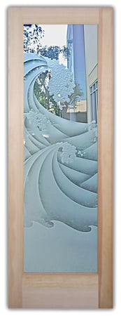 Pantry Door with a sandblast Frosted Glass Oceanic Design Custom-Designed Decorative Etched Glass