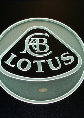 Glass Sign with a Frosted Glass Lotus (similar look) Logos Design for Semi-Private by Sans Soucie Art Glass