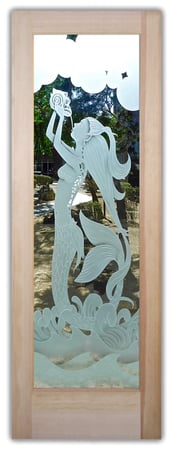 Front Door with Frosted Glass Oceanic Mermaid Design by Sans Soucie