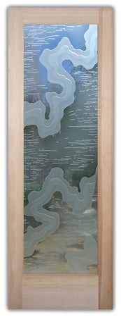 Pantry Door with a Frosted Glass Streams Abstract Design for Private by Sans Soucie Art Glass