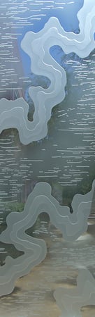 Door Glass Insert with a Frosted Glass Streams Abstract Design for Semi-Private by Sans Soucie Art Glass