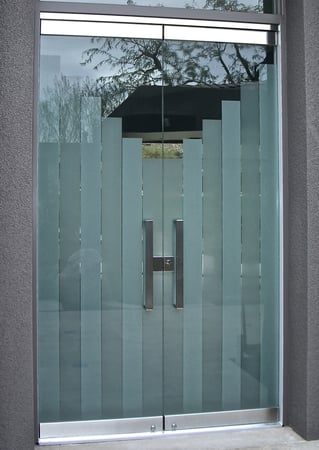 All Glass Front Door with Frosted Glass Geometric Towers Design by Sans Soucie