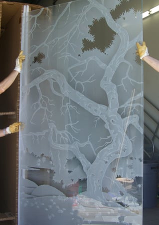 Partition with Frosted Glass Trees Meadow Tree Design by Sans Soucie