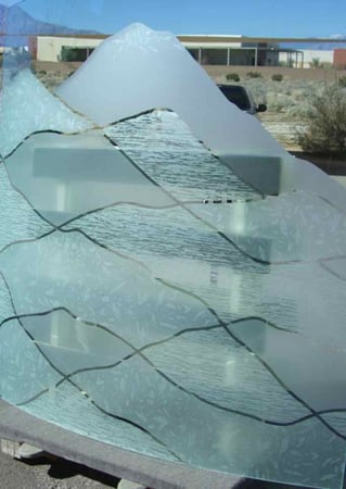 Shower Enclosure with Frosted Glass Abstract Abstract Hills Design by Sans Soucie