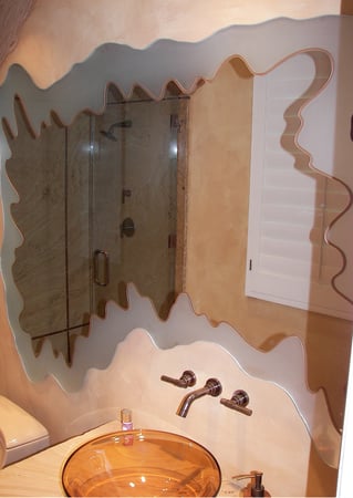 Decorative Mirror with a Frosted Glass Adria Abstract Design for Private by Sans Soucie Art Glass