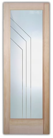 Front Door with Frosted Glass Geometric Angled Bands Design by Sans Soucie