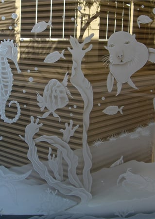 Window with sandblast Frosted Glass Design Art Glass Featuring Sandblast Etched Glass by Sans Soucie