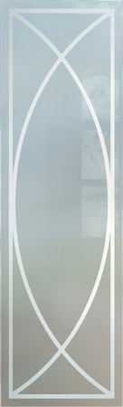 Door Glass Insert showcasing a Frosted Glass Geometric Design with Sandblast Etched Glass Art by Sans Soucie Arcs Design